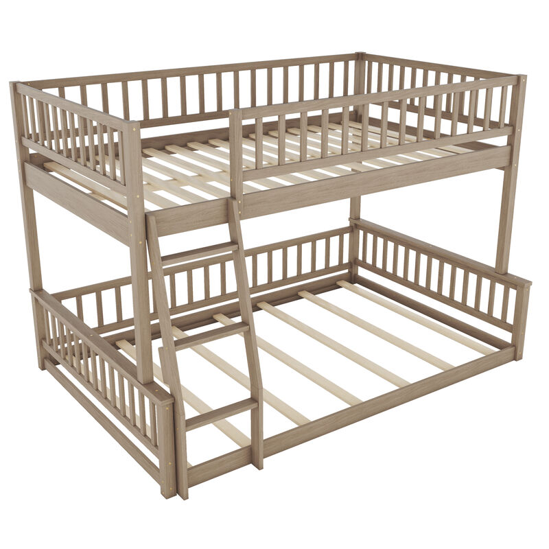 Whisen Full XL over Queen Bunk Bed with Ladder and Guardrails