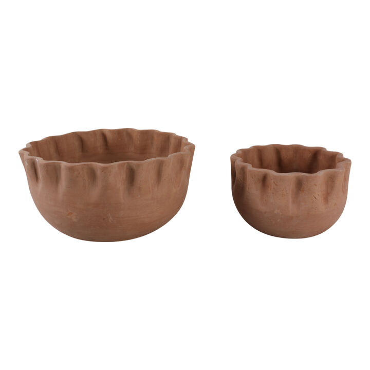 S/2 9/13" Terracotta Planters, Natural