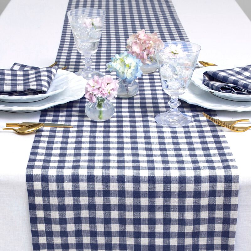 Linen Table Runner - Gingham Check image number 3