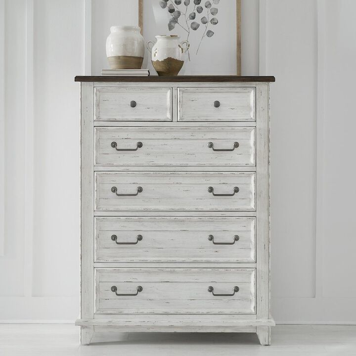 Liberty Furniture River Place 6 Drawer Bedroom Chest Cottage - Riverstone White & Tobacco