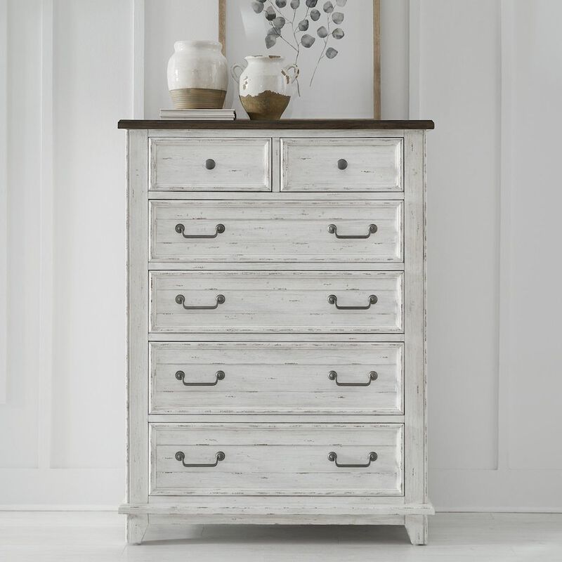 Liberty Furniture River Place 6 Drawer Bedroom Chest Cottage - Riverstone White & Tobacco image number 1