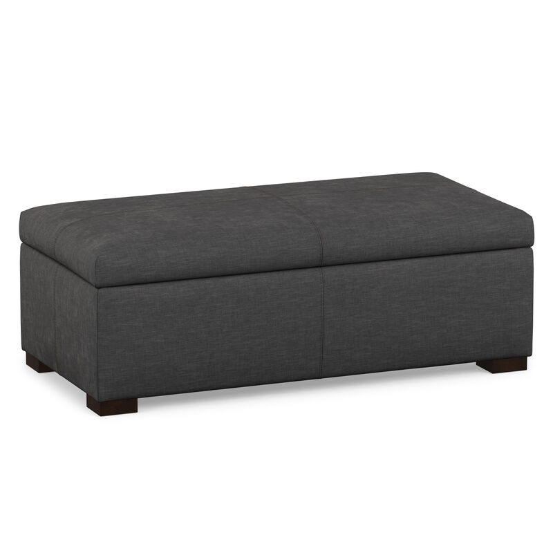 Gabbie 48 inch Wide Contemporary Rectangle Rectangular Storage Ottoman in Slate Grey Polyester Linen, Assembled image number 0