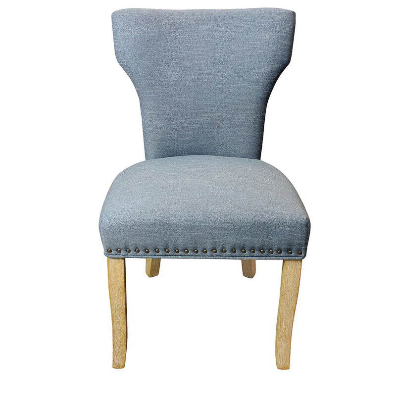 Jill Linen Fabric Side Chair Denim with Natural Legs - Set of 2