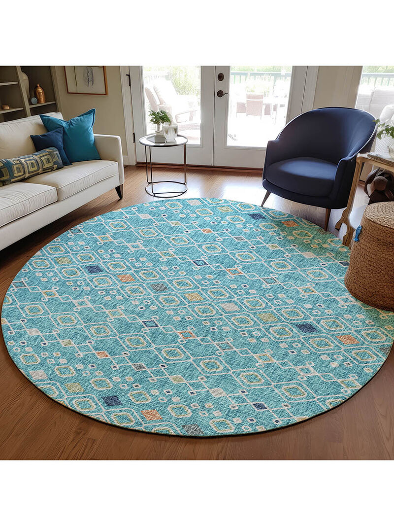 Portico PO4 Teal 8' Round Rug