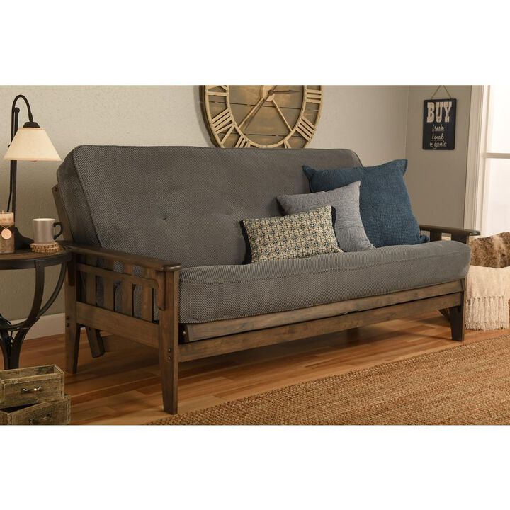 Tucson Frame-Rustic Walnut Finish-Marmont Thunder Mattress