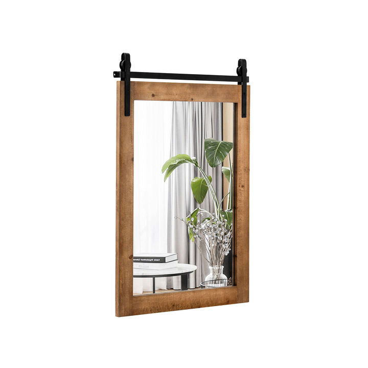 30 x 22 Inch Wall Mount Mirror with Wood Frame