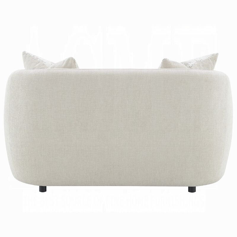 Tiena Loveseat, 2 Accent Throw Pillows, Modern Beige Linen, 67 Inch - Benzara - Benzara