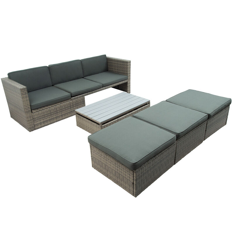 Patio Furniture Sets, 5-Piece Patio Wicker Sofa