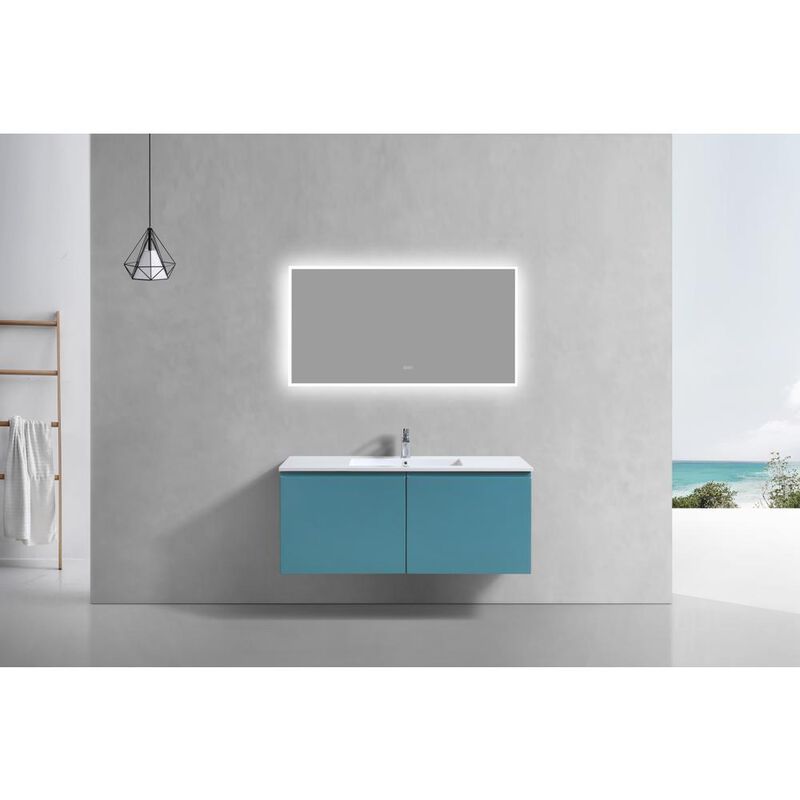 Kubebath Balli 48'' Single Sink Wall Mount Modern Bathroom Vanity in Teal Green Finish