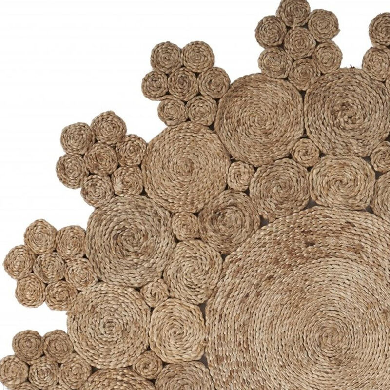 HomeRoots Jute Abstract Geometric Hand Braided Area Rug image number 4