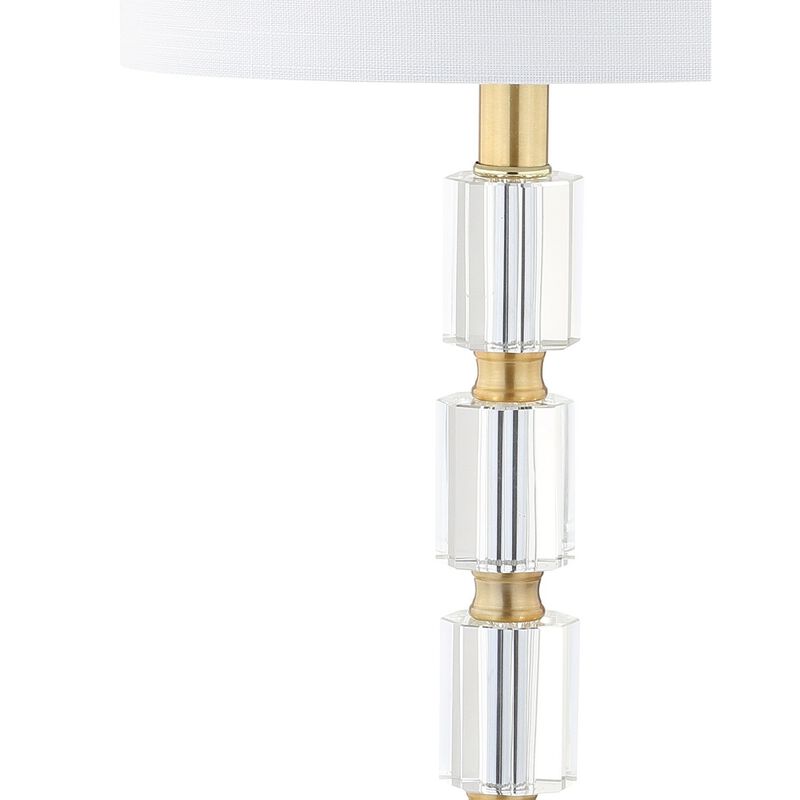 Claire 28.5" Crystal LED Table Lamp, Clear/Brass (Set of 2)