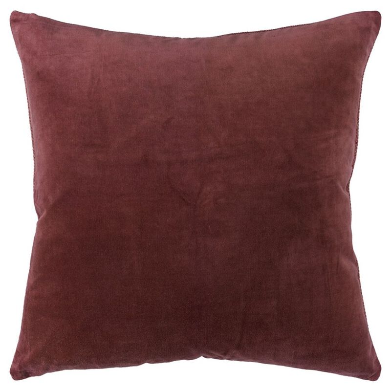 Homezia Rust Solid Reversible Cotton Velvet Throw Pillow image number 1