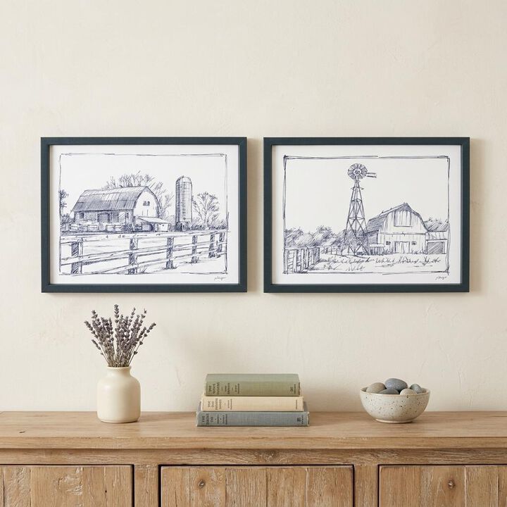 HomeRoots Set of Two Black And White Framed Art