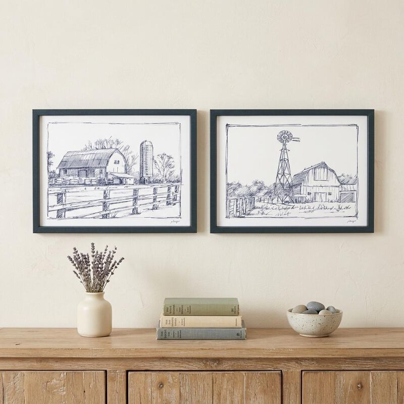 HomeRoots Set of Two Black And White Framed Art image number 1