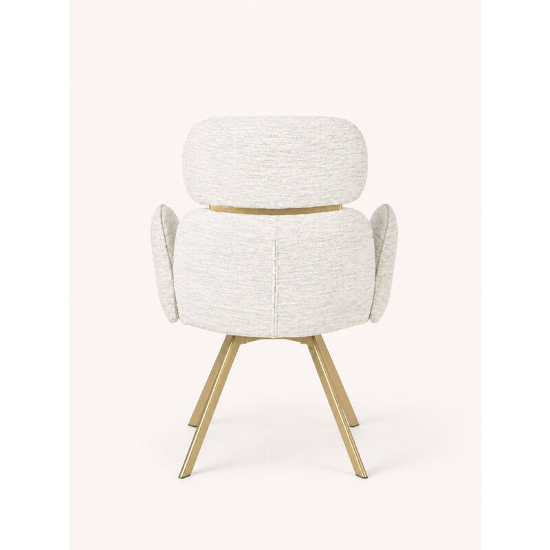 2-Piece Glam Modern Dining Chair Set, Upholstered High Back Chairs with Gold Metal Legs and Armrests (Set of 2) image number 3