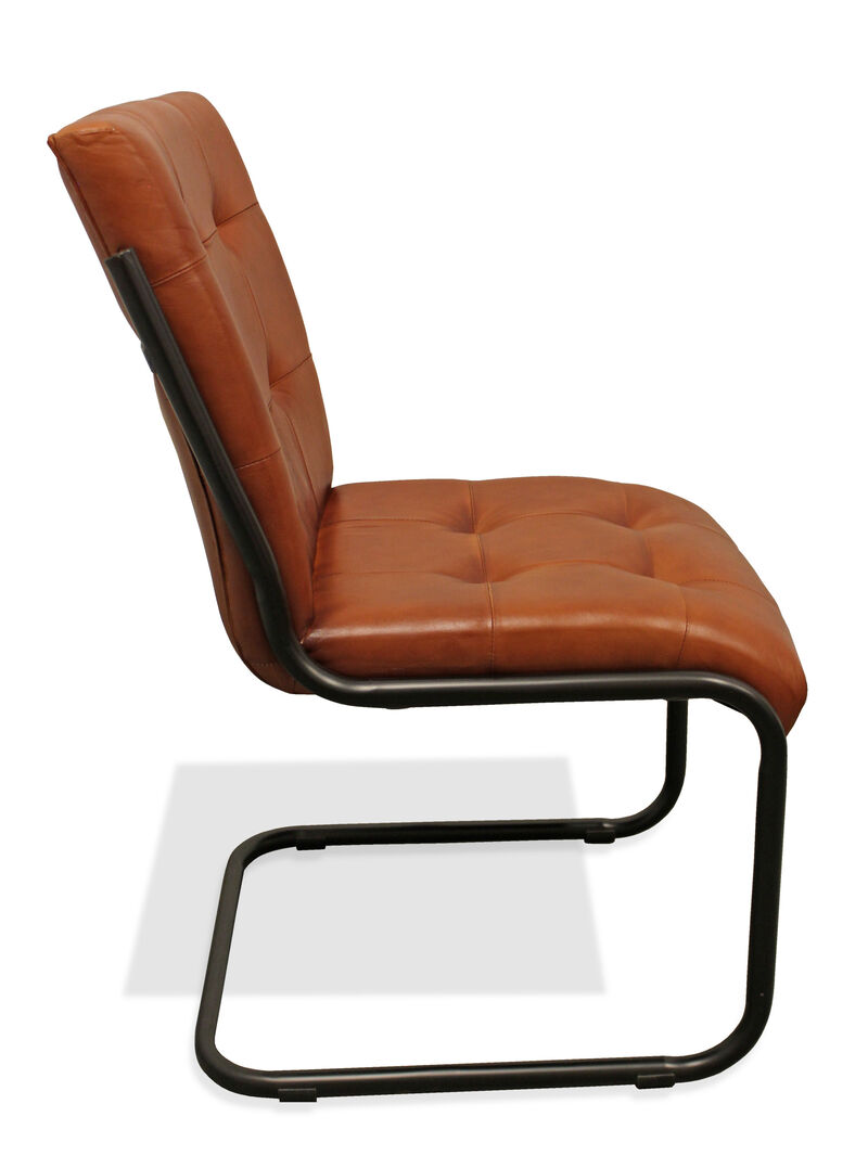 HomeRoots Tufted Cinnamon and Black Upholstered Leather Dining Side Chair image number 2