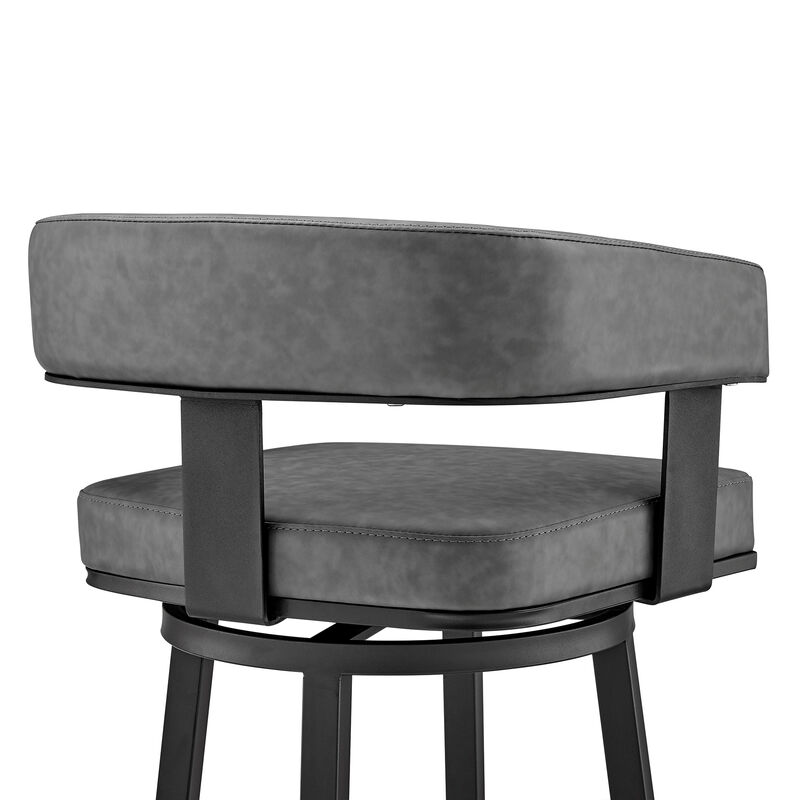 Lorin  Counter Height Swivel Bar Stool in Black Finish and Black Faux Leather