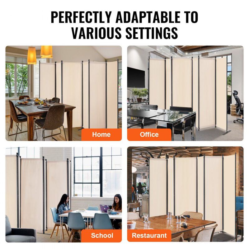 Portable Folding Room Divider, 6-Panel Privacy Screen for Home & Office image number 4