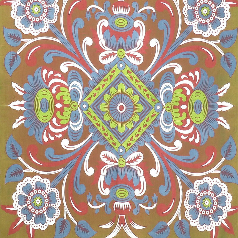 HomeRoots 88" X 84" Green Red And White Floral Cotton Hanging Tapestry image number 2