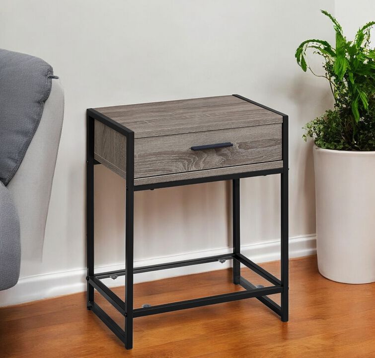 Minimalist Glass and Metal End Table &ndash; Accent Side Table with Storage Drawer