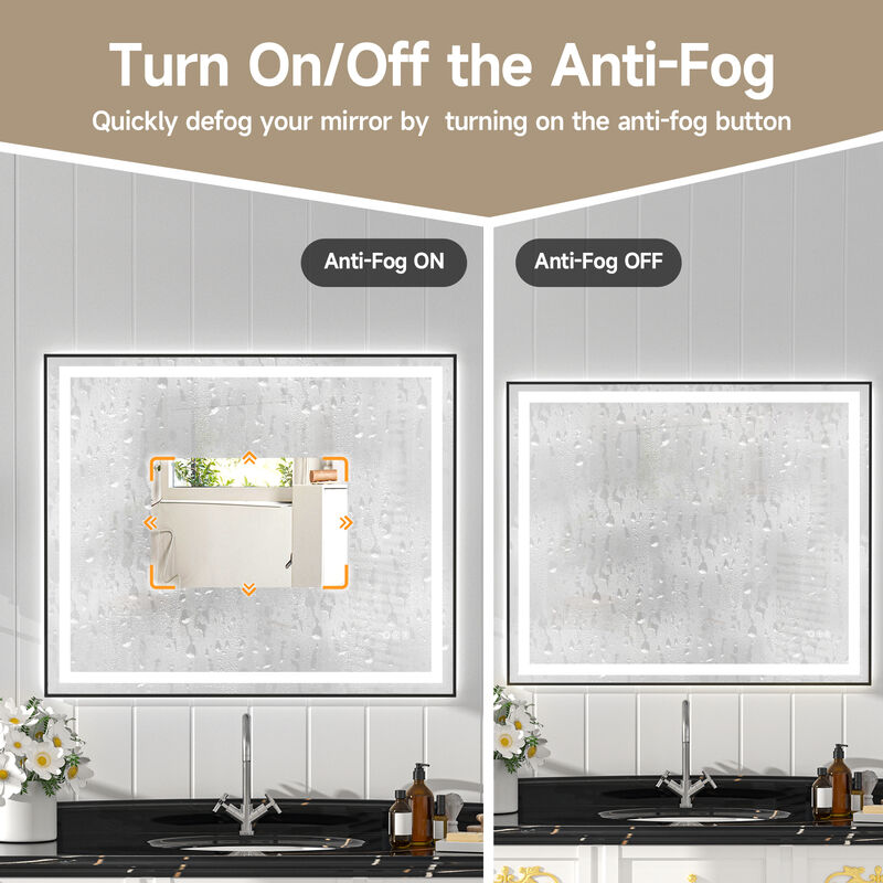 Mirror with Dual LED Light Strips &ndash; Eco-Friendly Front and Back Lighting for Home or Bathroom