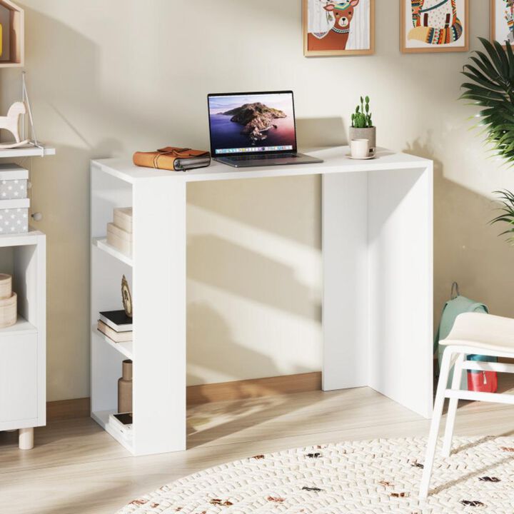 Hivvago 36 Inch White Computer Desk with 3 Open Shelves for Home Office Study