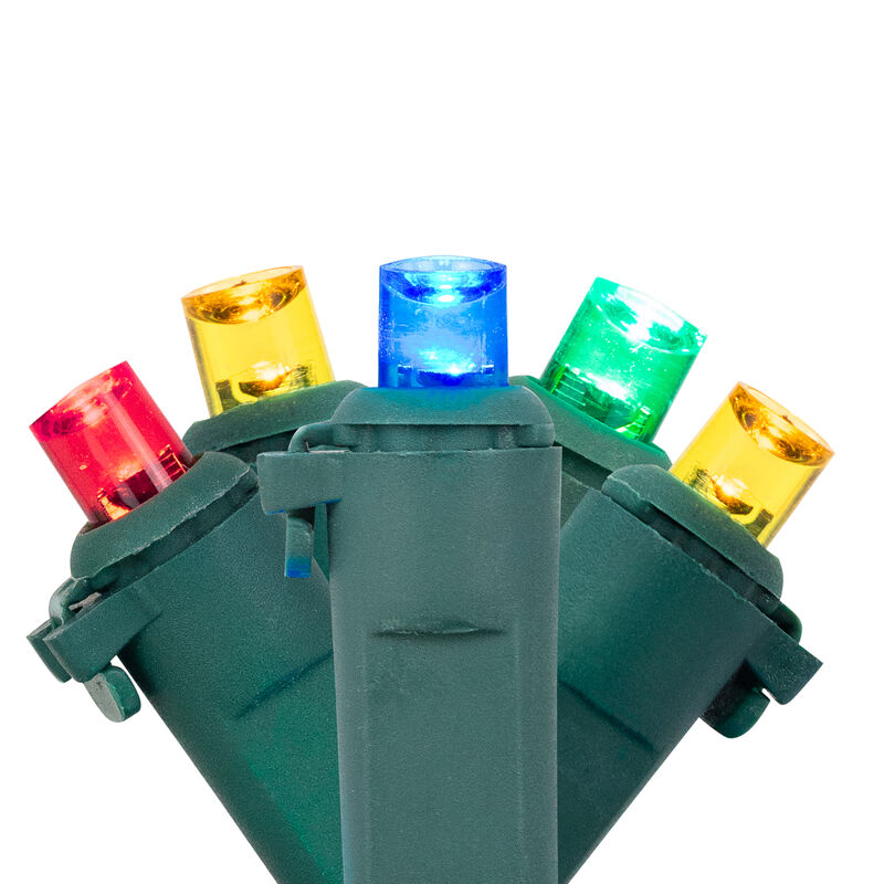 50ct Multi-Color LED Wide Angle Christmas Lights 16.25ft Green Wire image number 0