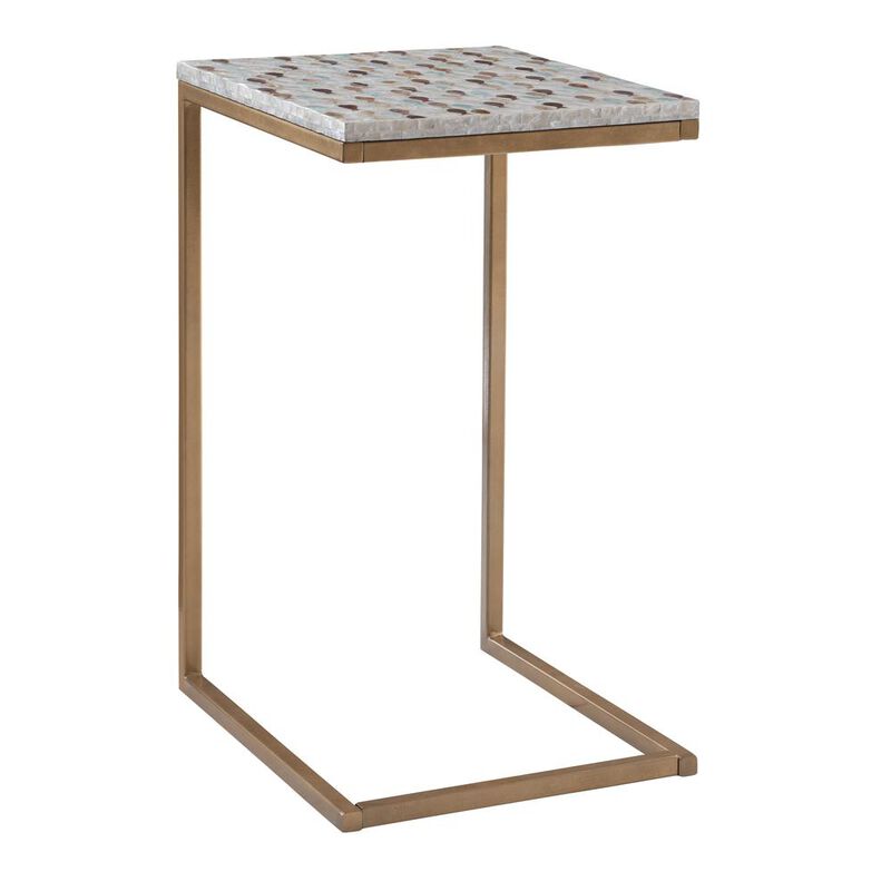 Linon Priscille Capiz Fish Mosaic Accent C Table