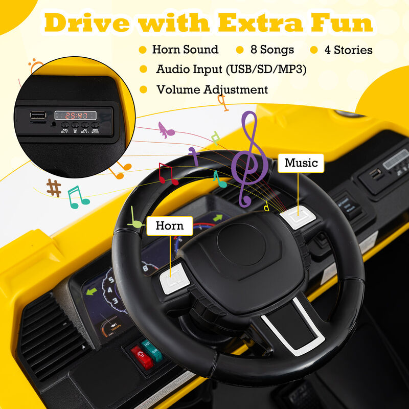 2 Seater 24V Electric Ride On Excavator with 4WD and Remote Control for Yard-Yellow image number 3