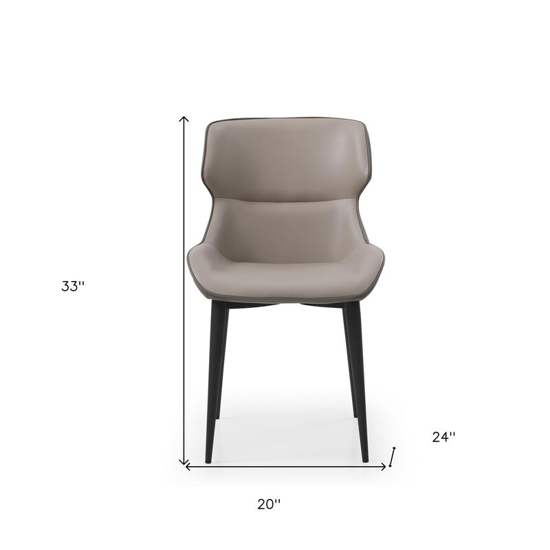 HomeRoots Gray and Black Upholstered Faux Leather Dining Side Chair image number 2