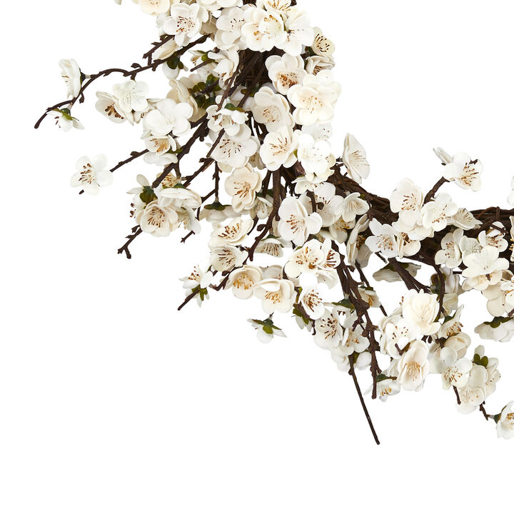 Nearly Natural 24-in Plum Blossom Wreath
