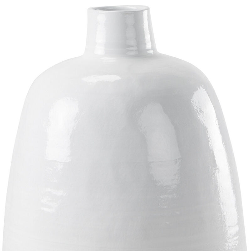 HomeRoots 32" White And Beige Color Block Ceramic Round Floor Vase image number 2
