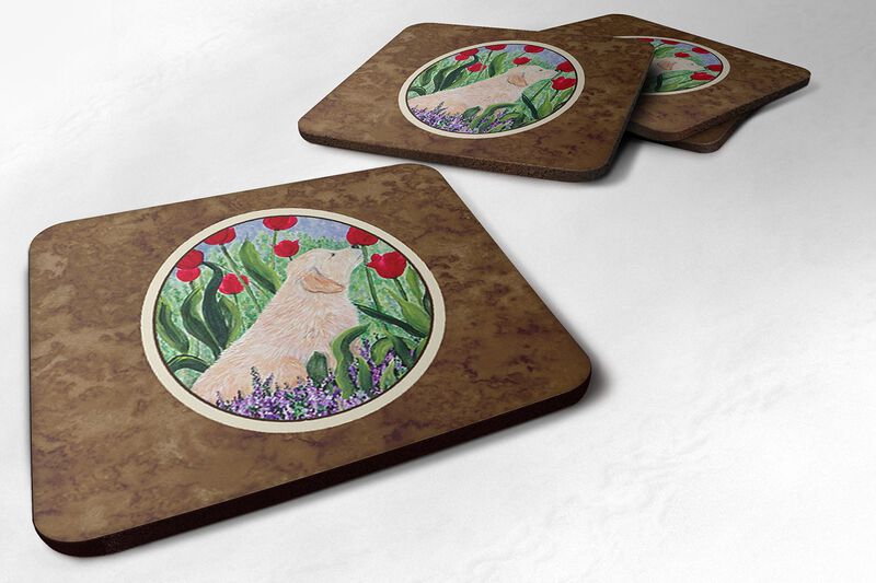 Caroline's Treasures SS8610FC Golden Retriever Foam Coasters (Set of 4), 3.5 H x 3.5 W, Multicolor image number 0