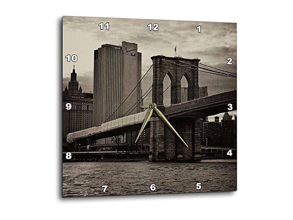 Brooklyn Bridge NYC Skyline East River Wall Clock 10 Inch Home Decor