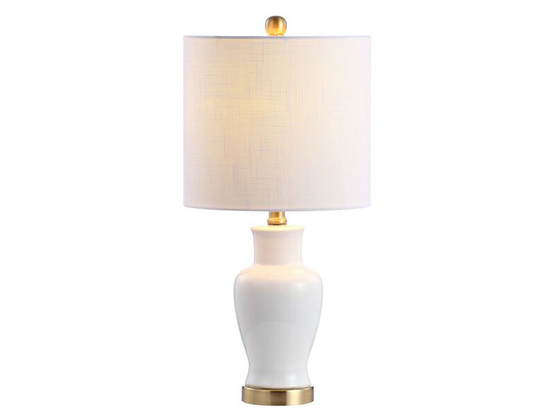 Chi 21" Ceramic/Iron Modern Classic LED Table Lamp, White
