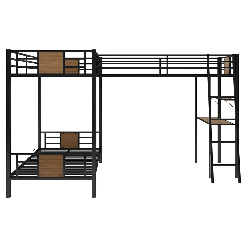 Merax  L-Shaped Bunk Bed Loft Bed with Desk and Shelf