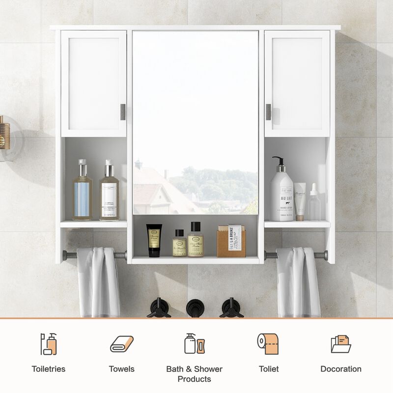 ELEMENT ACE Modern Wall Mounted Bathroom Storage Cabinet with Mirror and Towel Bar image number 7
