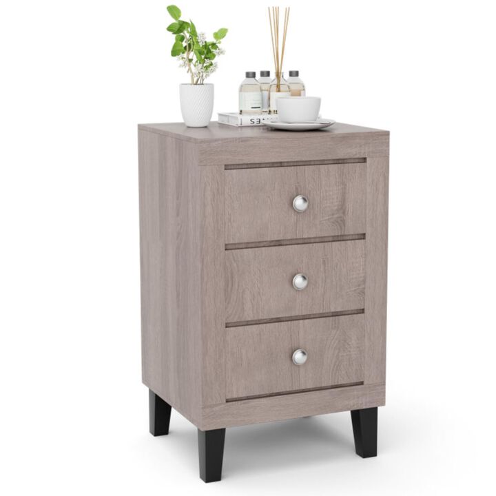 Hivvago Modern Nightstand with 3 Drawers for Bedroom Living Room