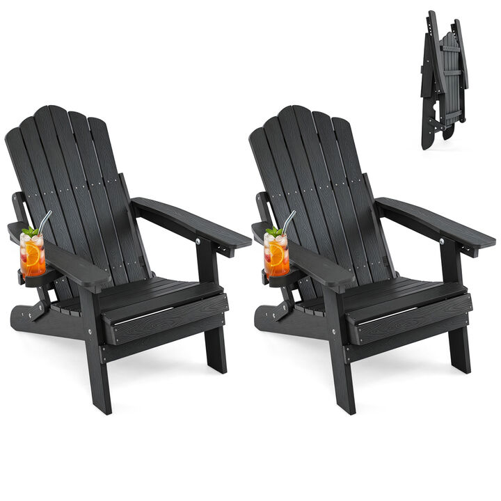 Set of 2 Outdoor Adirondack Chairs with 5-Level Adjustable Backrest
