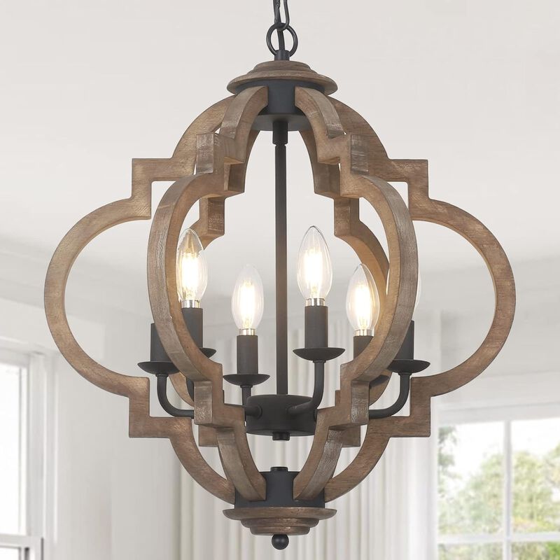 ELEMENT ACE 6-Light Rustic Farmhouse Geometric Orb Chandelier Hanging Pendant Light Fixture for Dining Room Kitchen Island Bedroom Entryway Living Room image number 7