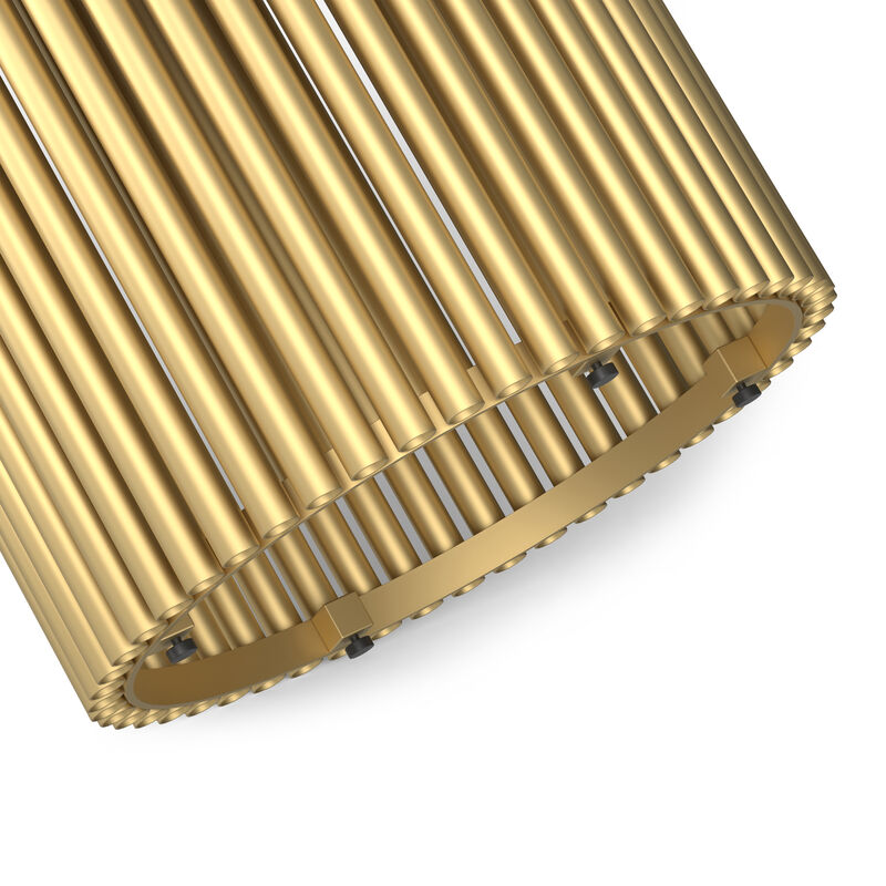 Demy 18 inch Wide Solid Mango/Metal Industrial Accent Table in Cognac/Gold, Assembled