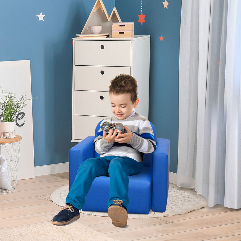 2-in-1 Kids Table & Sofa Chair Set Toddler Seat Armchair Desk Children Lounge - Blue
