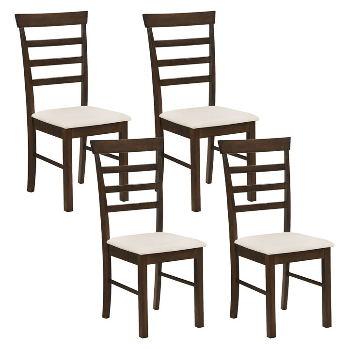 Modern Wooden Dining Chairs Set of 4 with Comfortable Fabric Cushion for Dining Room Use-Brown