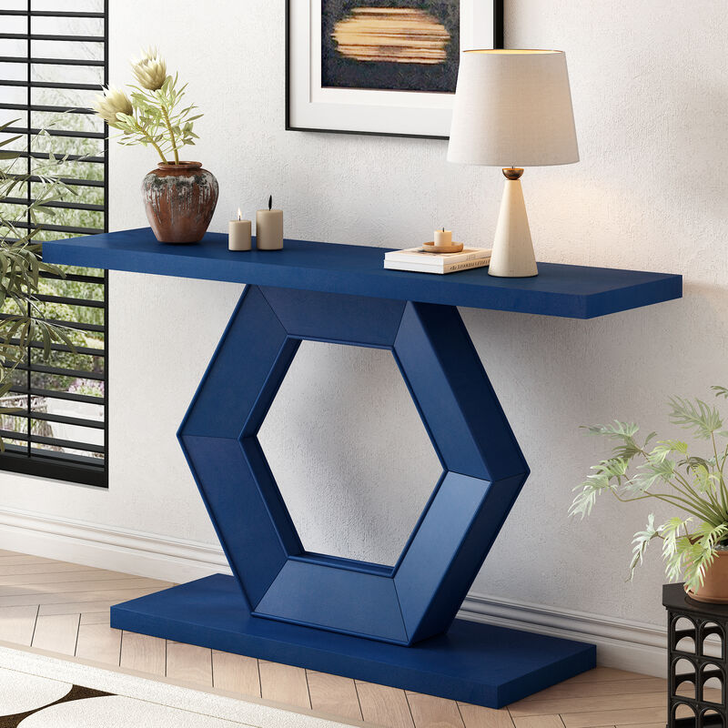 Merax Modern Entryway Table with Hollow Hexagon Leg Structure