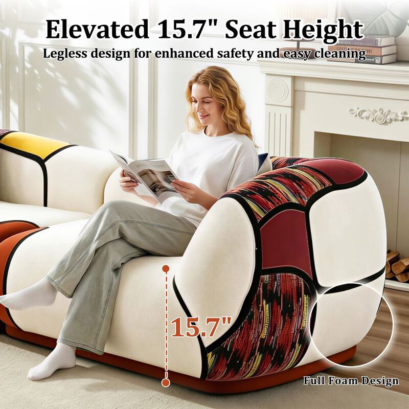104" Oversized Modern Curved Chenille Sofa, 4-Seat Boneless Floor Lounge Couch for Living Room image number 6