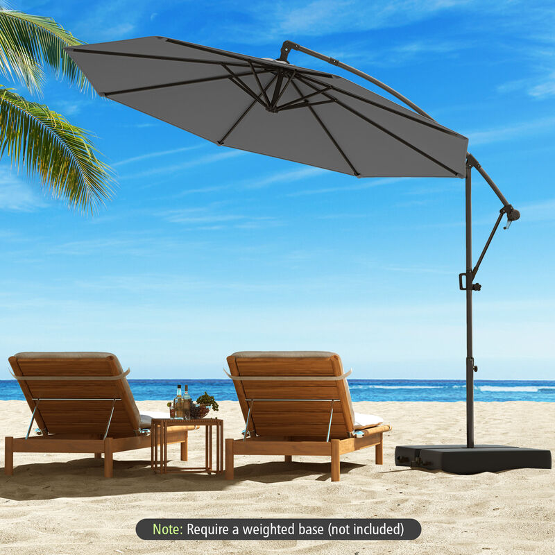 Offset Hanging Patio Umbrella with Base &ndash; Infinite Tilt Cantilever Design