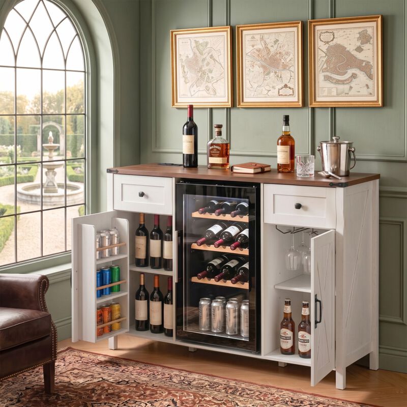 Jiljun Farmhouse Wine Bar Sideboard Cabinet image number 3