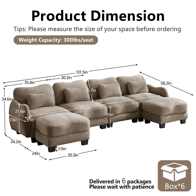 Camtun Curved Design U-Shaped Sectional Sofa image number 8