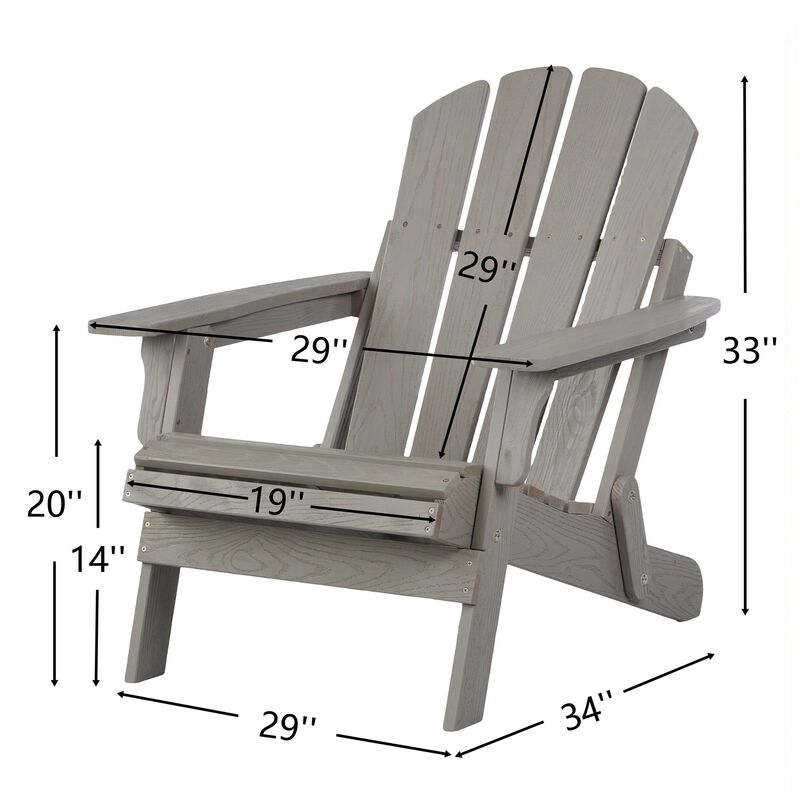 Wooden Oversize Outdoor Folding Adirondack Chair with BackRest & SeatBoard, Wood Patio Chair image number 4