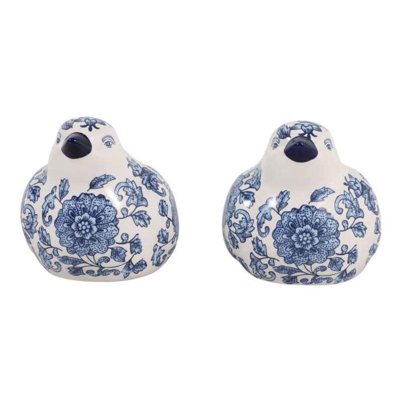 Set of 2 Chinoiserie Birds in Blue image number 1